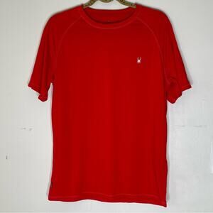 SPYDER Red Polyester Short Sleeve Crew Neck Athletic T Shirt Size Medium
